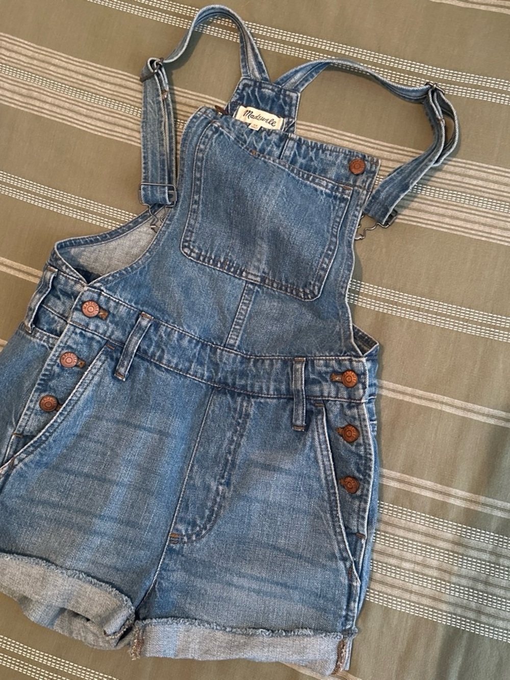 Madewell Blue Denim Short Overalls